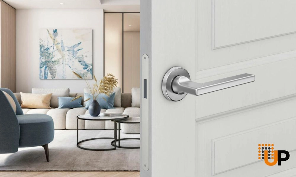 Door Euro Handle THELMA for Magnetic Lock, Satin Chrome, Passage photo#2