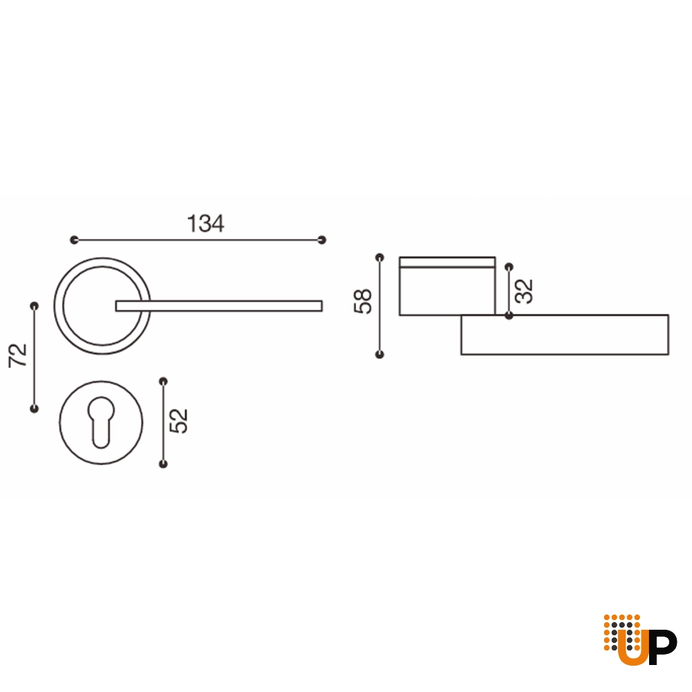 Door Euro Handle VERO for Magnetic Lock, Black, Passage photo#2