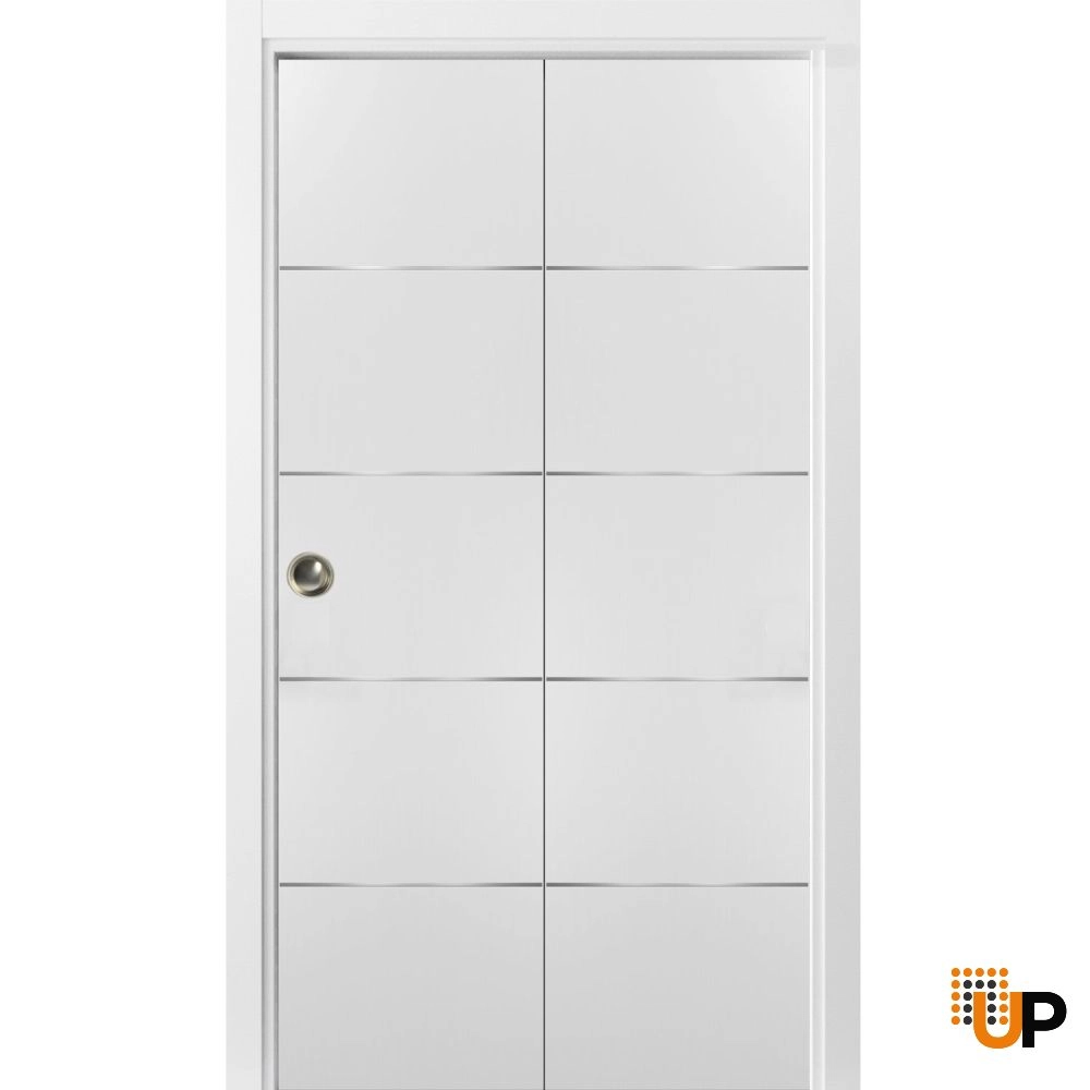 2 folding panels solid wood with honeycomb sliding modern interior bi-fold door | Planum 0020 White | 36 x 80 (2* 18x80) photo#1