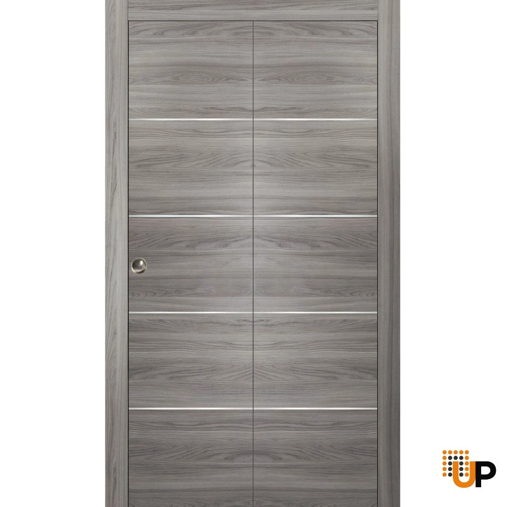 2 folding panels solid wood with honeycomb sliding modern interior bi-fold door | Planum 0020 Ginger Ash | 36 x 80 (2* 18x80) photo#1