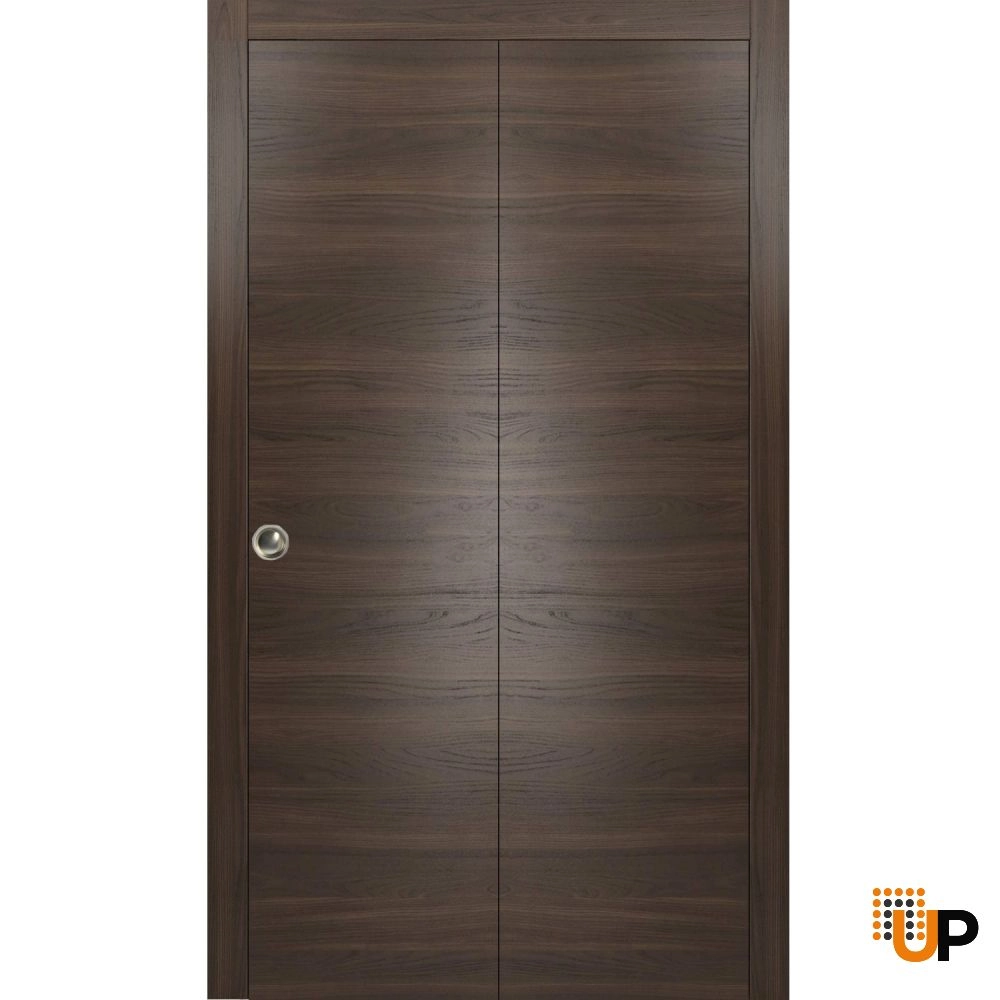 2 folding panels solid wood with honeycomb sliding modern interior bi-fold door | Planum 0010 Chocolate Ash | 36 x 80 (2* 18x80) photo#1