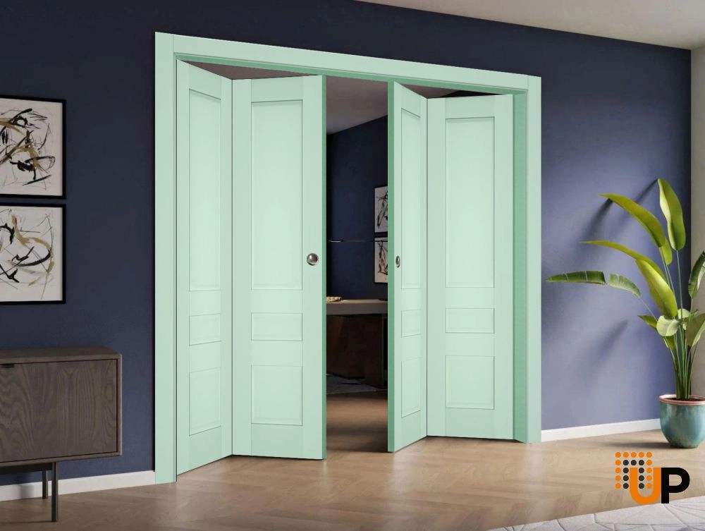4 folding panels laminate sliding classic interior bi-fold double door | Veregio 7411 Oliva | 72 x 80 (4* 18x80) photo#2