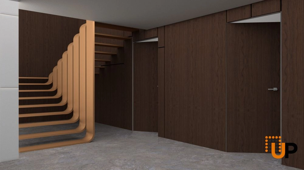 Single solid wood with honeycomb swing modern interior hidden door | Planum 0010 Noce | 18 x 80 photo#2