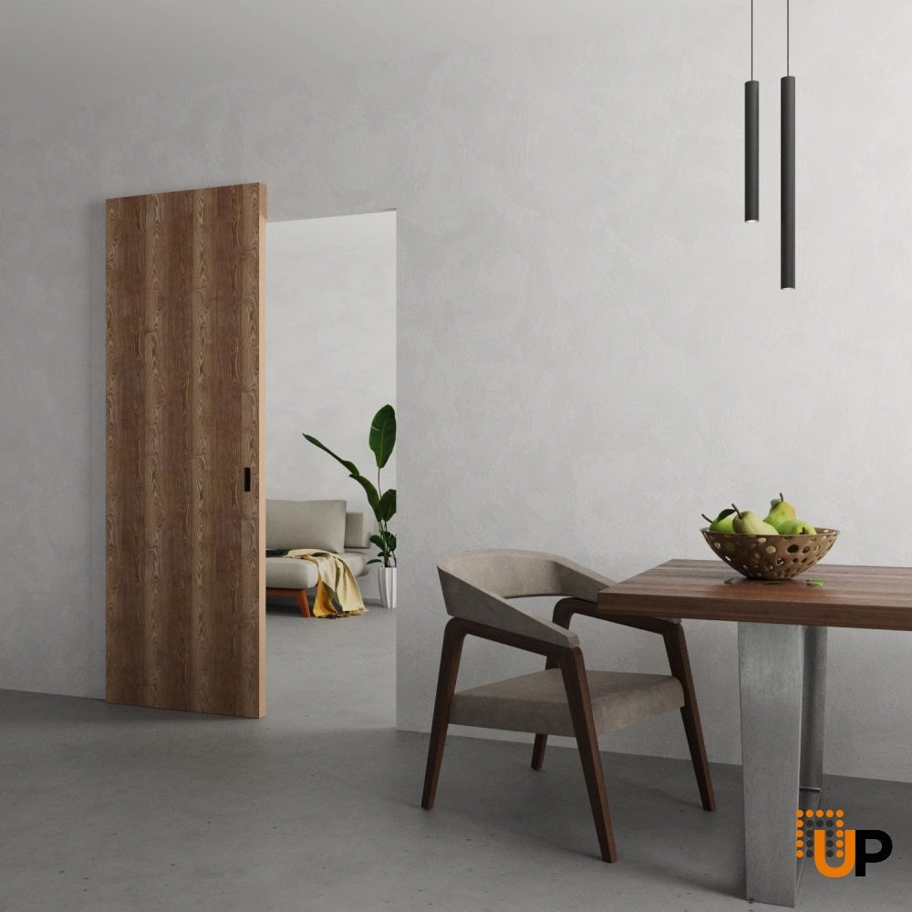 Flush interior hidden barn door | Planum 0010 Brown | 18 x 80 inch photo#2
