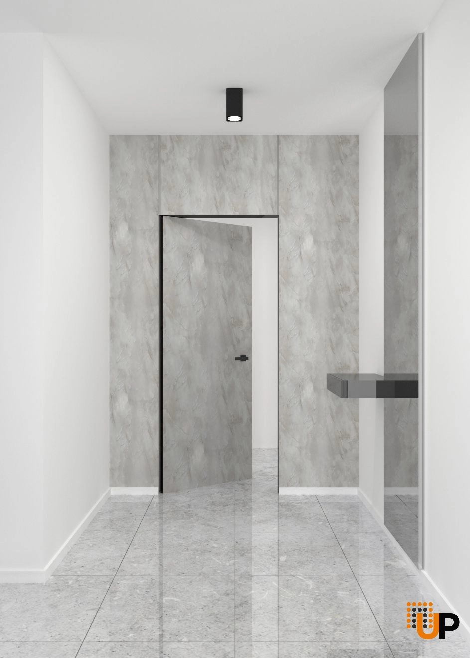 Single solid wood with honeycomb swing modern interior hidden door | Planum 0010 Onyx | 18 x 80 photo#2