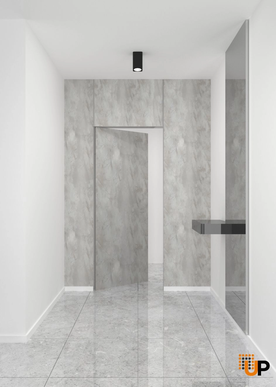 Single solid wood with honeycomb swing modern interior hidden door | Planum 0010 Onyx | 24 x 80 photo#2