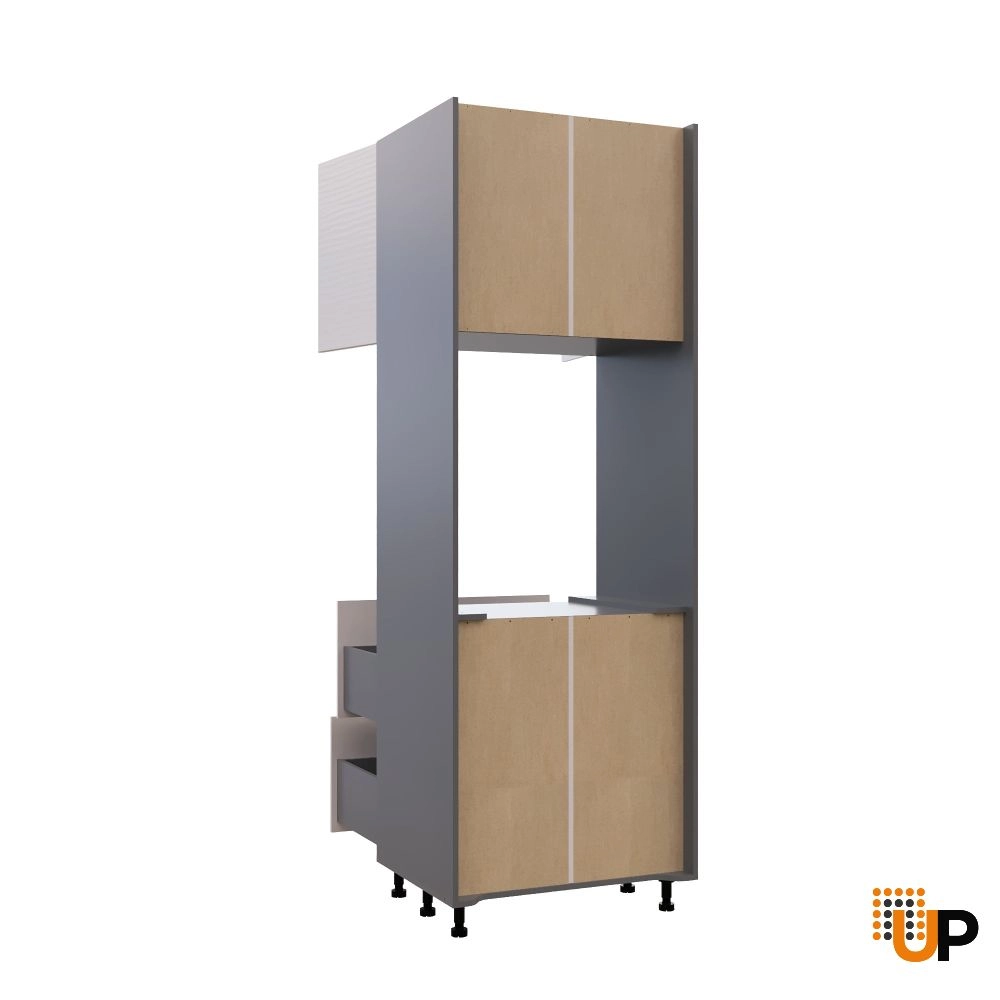SOC3096DD-DD-GRE Tall Single Oven Cabinets -with White Gloss 3D door photo#2