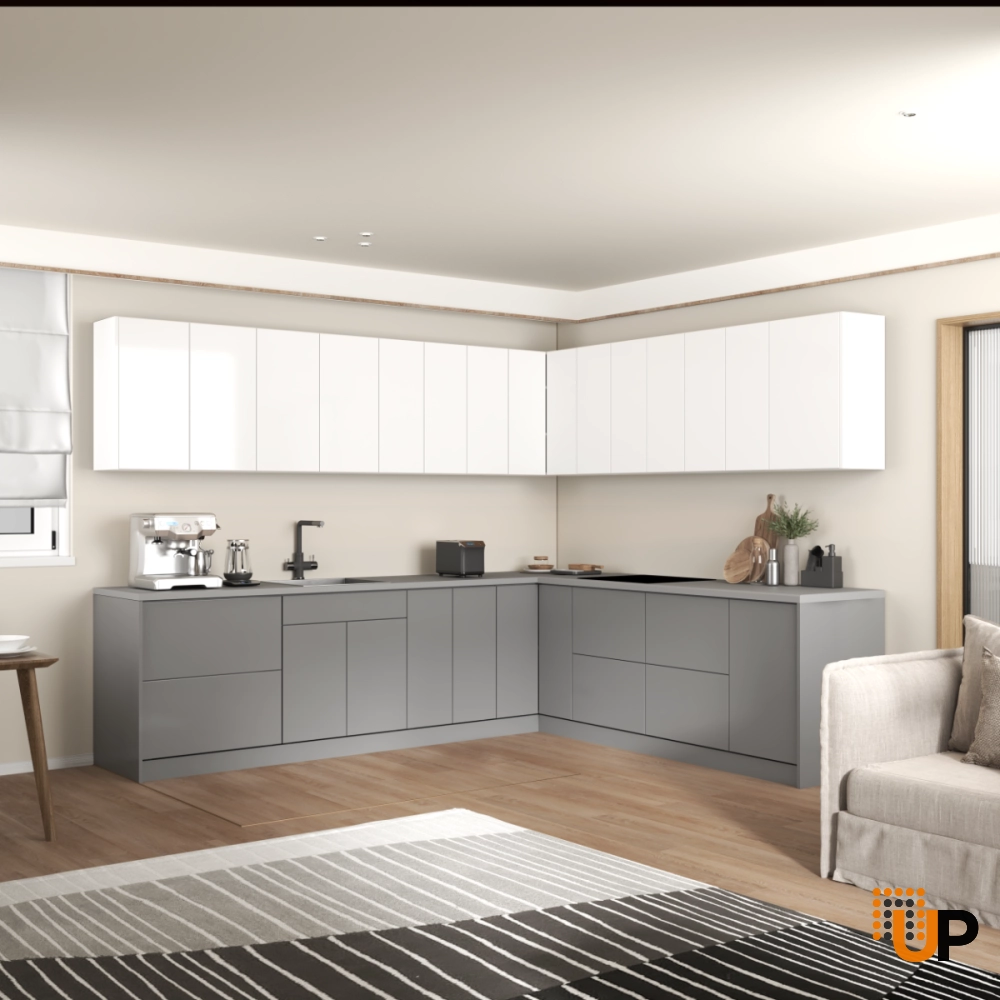 Kitchen Modern Collection Gray & White Gloss Color Base Size 10x8,5Ft Wide photo#2