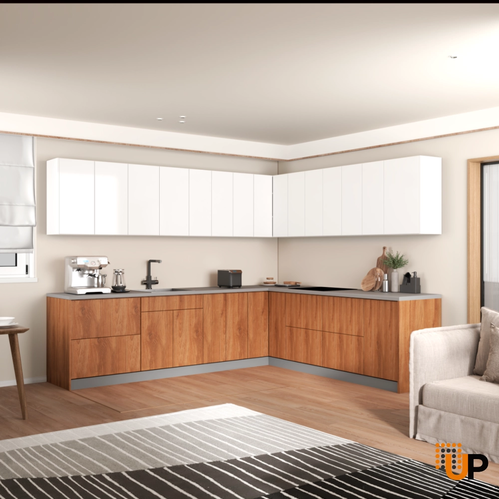 Kitchen Modern Collection Natural Teak & White Gloss Color Base Size 10x8,5Ft Wide photo#2