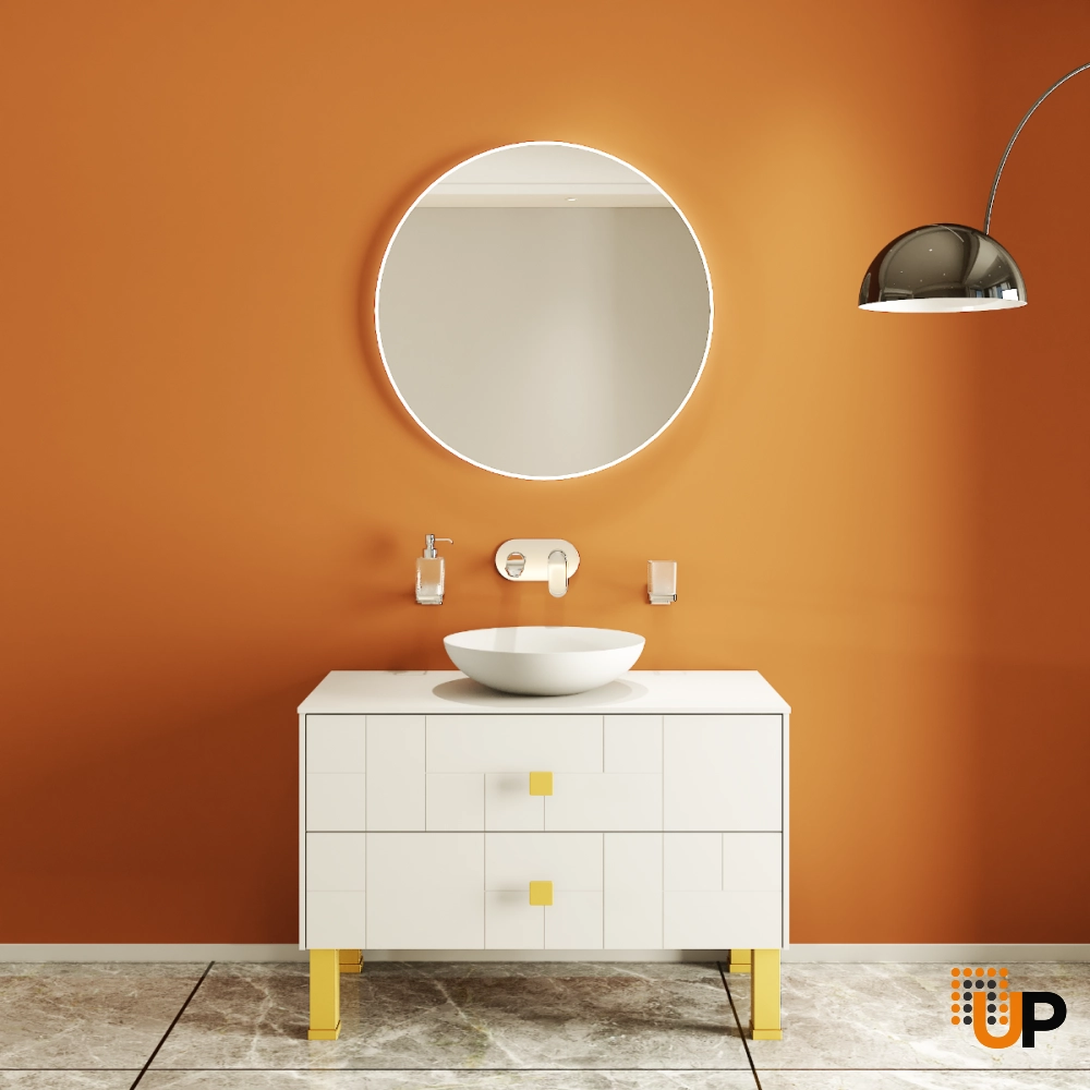 Modern Free Standing Bathroom Vanity with Washbasin | Dune White Matte Collection | Non-Toxic Fire-Resistant MDF-40" photo#2