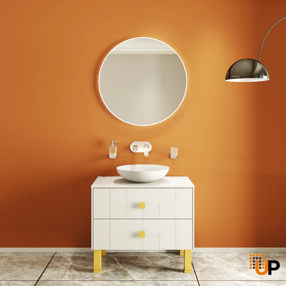 Modern Free Standing Bathroom Vanity with Washbasin | Dune White Matte Collection | Non-Toxic Fire-Resistant MDF-32" photo#2