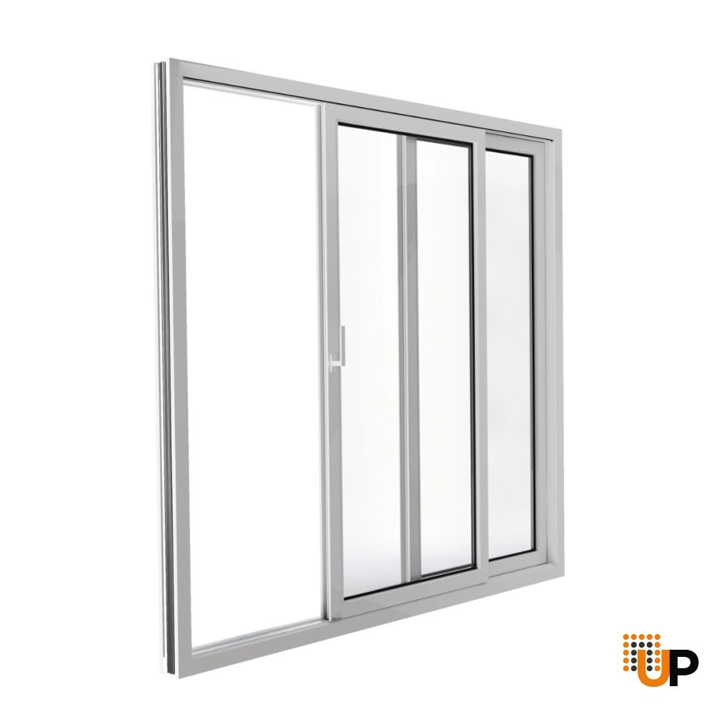 Double sliding metal-plastic french exterior door with tempered | Patio 8166 White | 64 x 80 photo#1