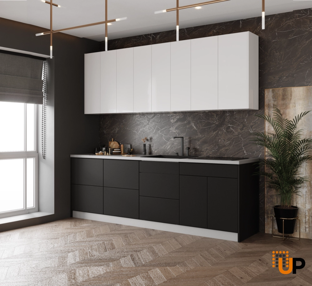Kitchen Fusion Collection Black & White Gloss Color Base Size 8.5Ft Wide photo#2