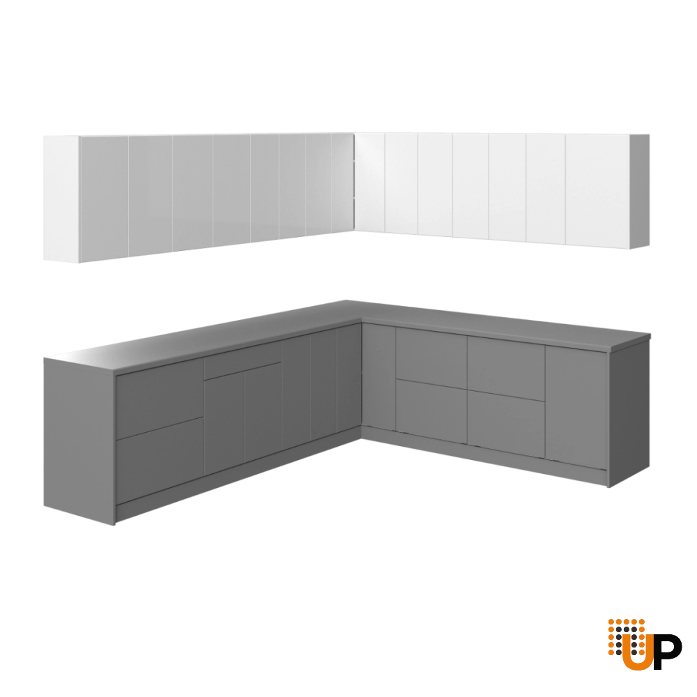 Kitchen Modern Collection Gray & White Gloss Color Base Size 10x8,5Ft Wide photo#1