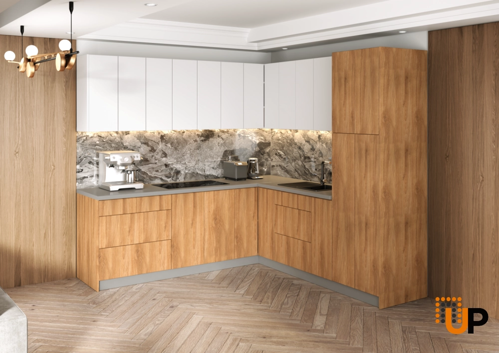 Kitchen Urban Collection Natural Teak & White Gloss Color Base Size 8x8Ft Wide photo#2