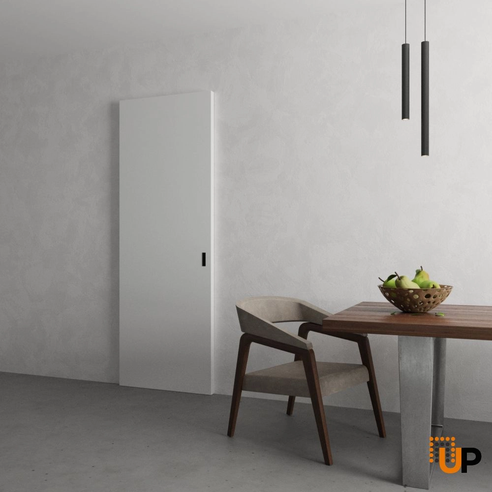 Single solid wood with honeycomb sliding modern interior hidden barn door | Planum 0010 White | 28 x 80 photo#4