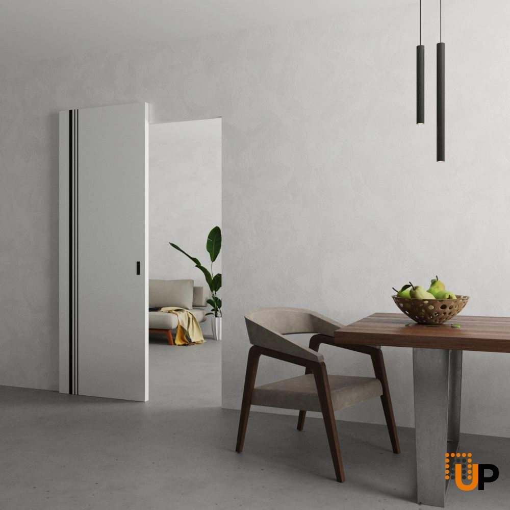 Single solid wood with honeycomb sliding modern interior hidden barn door | Planum 0011 White | 30 x 80 photo#2