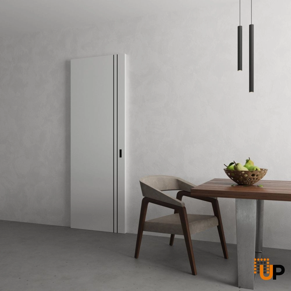 Single solid wood with honeycomb sliding modern interior hidden barn door | Planum 0016 White | 28 x 80 photo#4