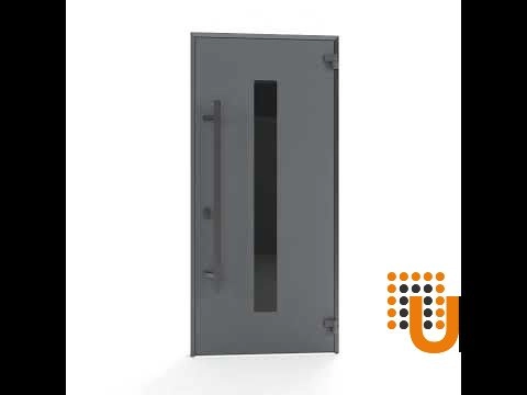 Single swing metal-aluminum modern exterior door with triplex glass | Ronex 0130 Gray | 52 x 80 photo#7