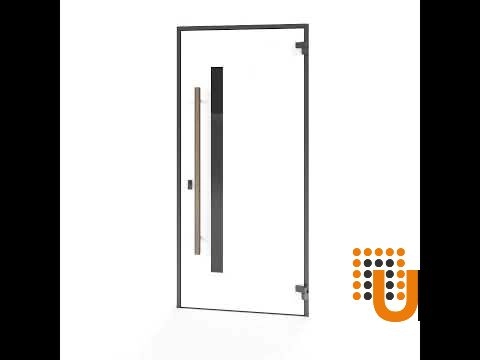 Single swing metal-aluminum modern exterior door with tinted clear-mirrored glass | Dekton 0163 Venezia Noce | 36 x 112 (W36 x H96+16) photo#5