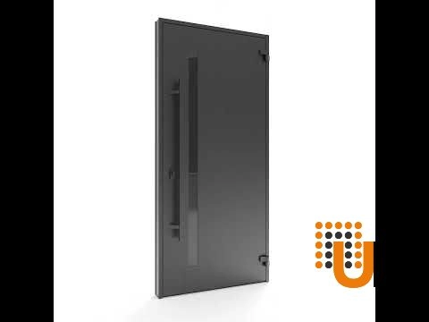 Single swing metal-aluminum modern exterior door with triplex | Ronex 1033 Oak | 48 x 96 (36+12 x 96) photo#7