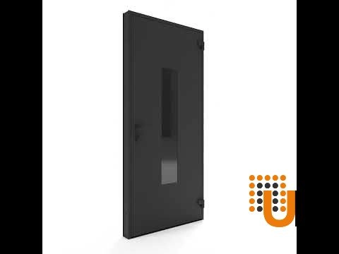 Single swing metal-aluminum classic exterior door with triplex | Ronex 1477 Black | 36 x 80 photo#8