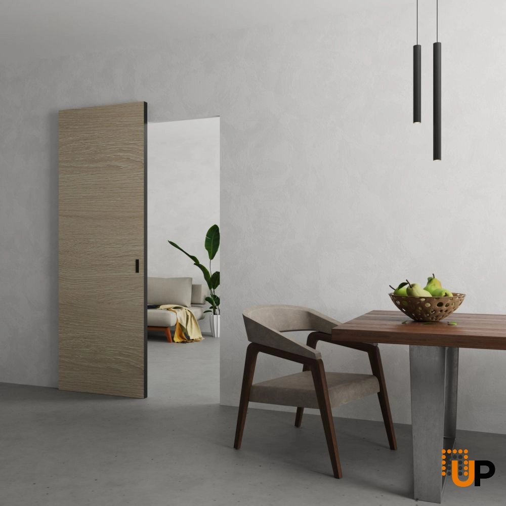 Single solid wood with honeycomb sliding modern interior hidden barn door | Planum 0010 Classic Oak | 28 x 80 photo#2