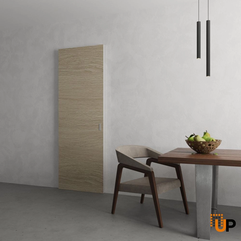 Single solid wood with honeycomb sliding modern interior hidden barn door | Planum 0010 Classic Oak | 28 x 80 photo#4