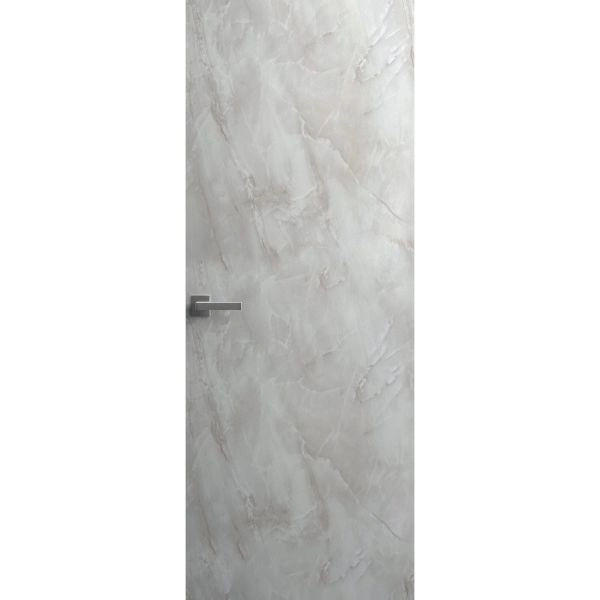 Invisible Solid Hidden Door with Handle | Planum 0010 Onyx with Silver Hidden Frame 18" x 80" Left-hand Inswing Silver Frame | Concealed Hinges Lock Handle | Modern Frameless Doors