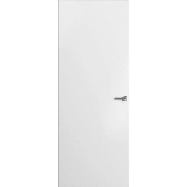 Modern Solid Hidden Door with Handle | Planum 0010 Primed with Black Hidden Frame 18" x 84" Left-hand Outswing Black Frame | Hinges Lock Handle | Modern Wardrobe Wood Solid Doors