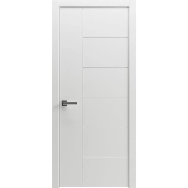 Interior Solid French Door 18" x 80" inches / Mela 0716 Painted White / Single Regular Panel Frame Handle / Bathroom Bedroom Modern Doors