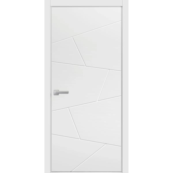 Modern Wood Interior Door with Hardware | Planum 0990 White Silk | Single Panel Frame Trims | Bathroom Bedroom Sturdy Doors-18" x 80"