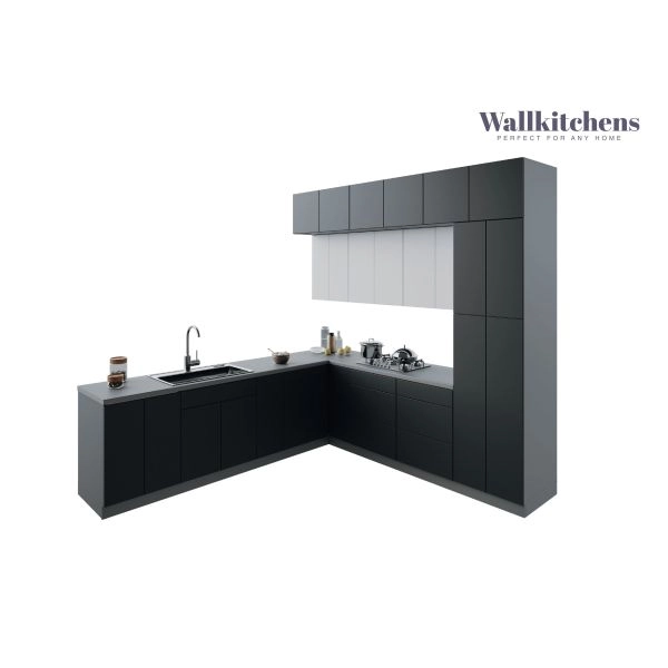 Kitchen Culinary Haven Collection Black & White Gloss Color Base Size 9Ft Wide