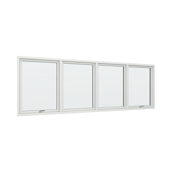 4 Windows PVC with Top Control System, Fixed Frame with Center Mullion (View from inside)