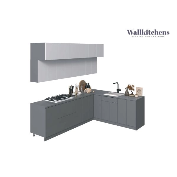 Kitchen Radiance Collection Gray & White Gloss Color Base Size 9Ft Wide