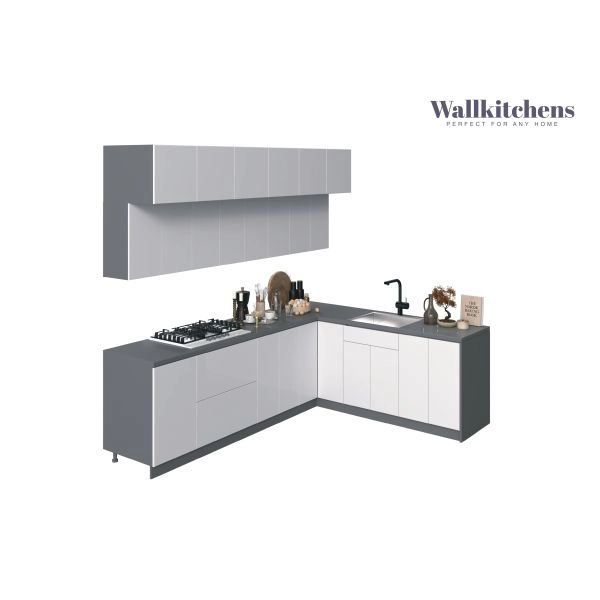Kitchen Radiance Collection White Gloss Color Base Size 9Ft Wide