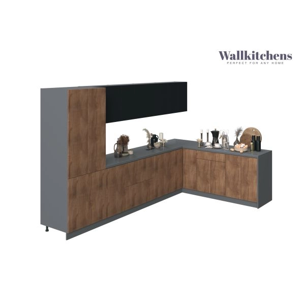 Kitchen Prestige Collection Natural Teak & Black Color Base Size 11Ft Wide