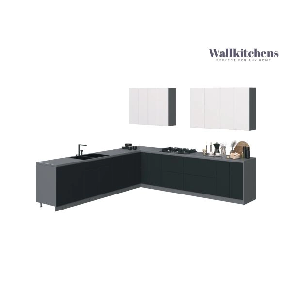 Kitchen Prodigy Collection Black & White Gloss Color Base Size 11Ft Wide