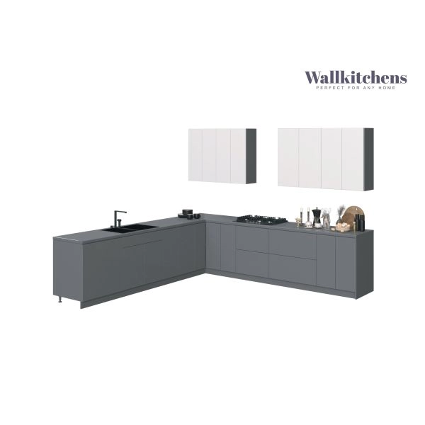 Kitchen Prodigy Collection Gray & White Gloss Color Base Size 11Ft Wide