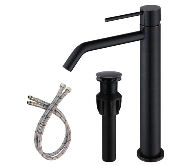 Oil Rubbed Bronze Vessel Sink Faucet, Single Handle Bathroom Faucet for Sink 1 Hole, Lavatory Vanity Tap