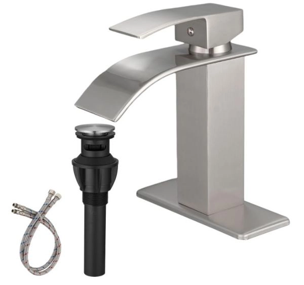 Brushed Nickel Vessel Sink Faucet, Single Handle Bathroom Faucet for Sink 1 Hole, Lavatory Vanity Tap