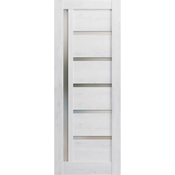 Slab Barn Door Panel | Quadro 4088 Nordic White with Frosted Glass | Sturdy Finished Doors | Pocket Closet Sliding