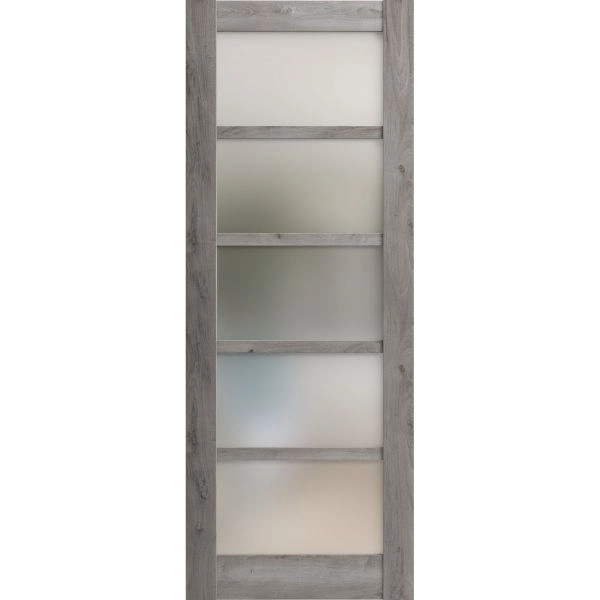 Slab Barn Door Panel | Quadro 4002 Nebraska Grey with Frosted Glass | Sturdy Finished Doors | Pocket Closet Sliding