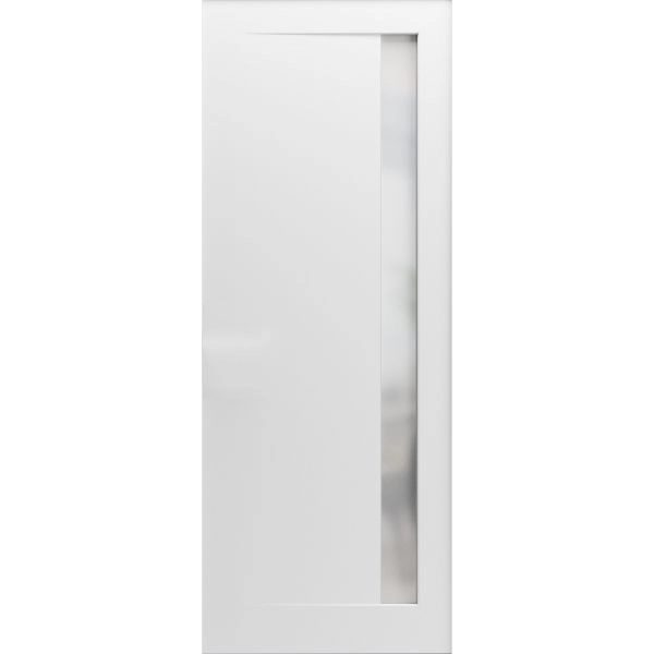 Slab Barn Door Panel | Planum 0660 Painted White with Frosted Glass | Sturdy Finished Flush Modern Doors | Pocket Closet Sliding