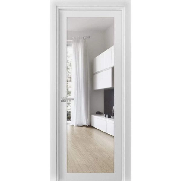Planum 2102 Interior Modern Flush Solid Pre-hung Door White Silk with Trims Frame Lever