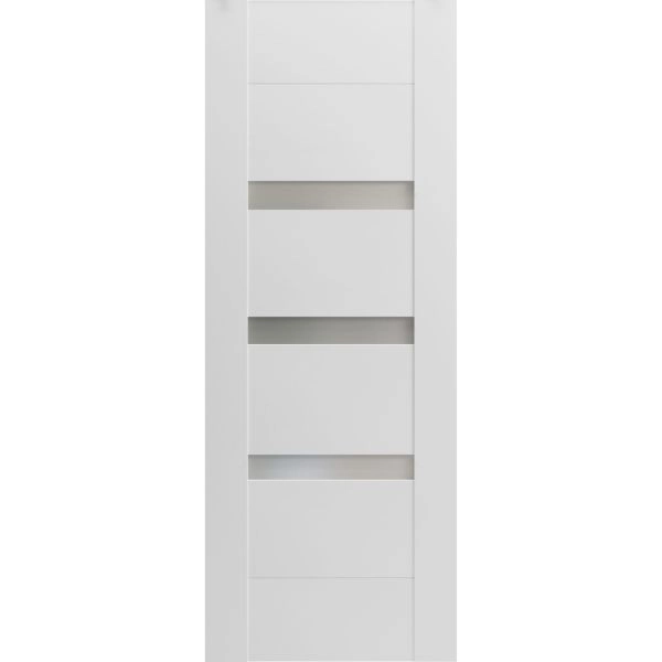 Slab Door Panel Opaque Glass 18 x 80 inches / Sete 6900 White Silk / Modern Finished Doors / Pocket Closet Sliding Barn