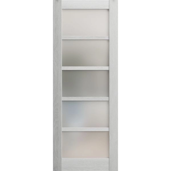 Slab Barn Door Panel | Quadro 4002 Light Grey Oak with Frosted Glass | Sturdy Finished Doors | Pocket Closet Sliding