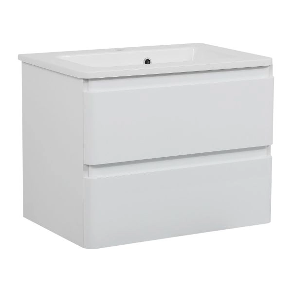 Modern Wall-Mounted Bathroom Vanity with Washbasin | Comfort White High Gloss Collection | Non-Toxic Fire-Resistant MDF-24"