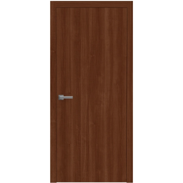 Interior Solid French Door 18 x 80 inches | BASIC 3001 Walnut Franko | Single Regular Panel Frame Handle | Bathroom Bedroom Modern Doors