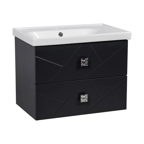 Modern Wall-Mount Bathroom Vanity with Washbasin | Picasso Anthracite Matte  Collection | Non-Toxic Fire-Resistant MDF-28"